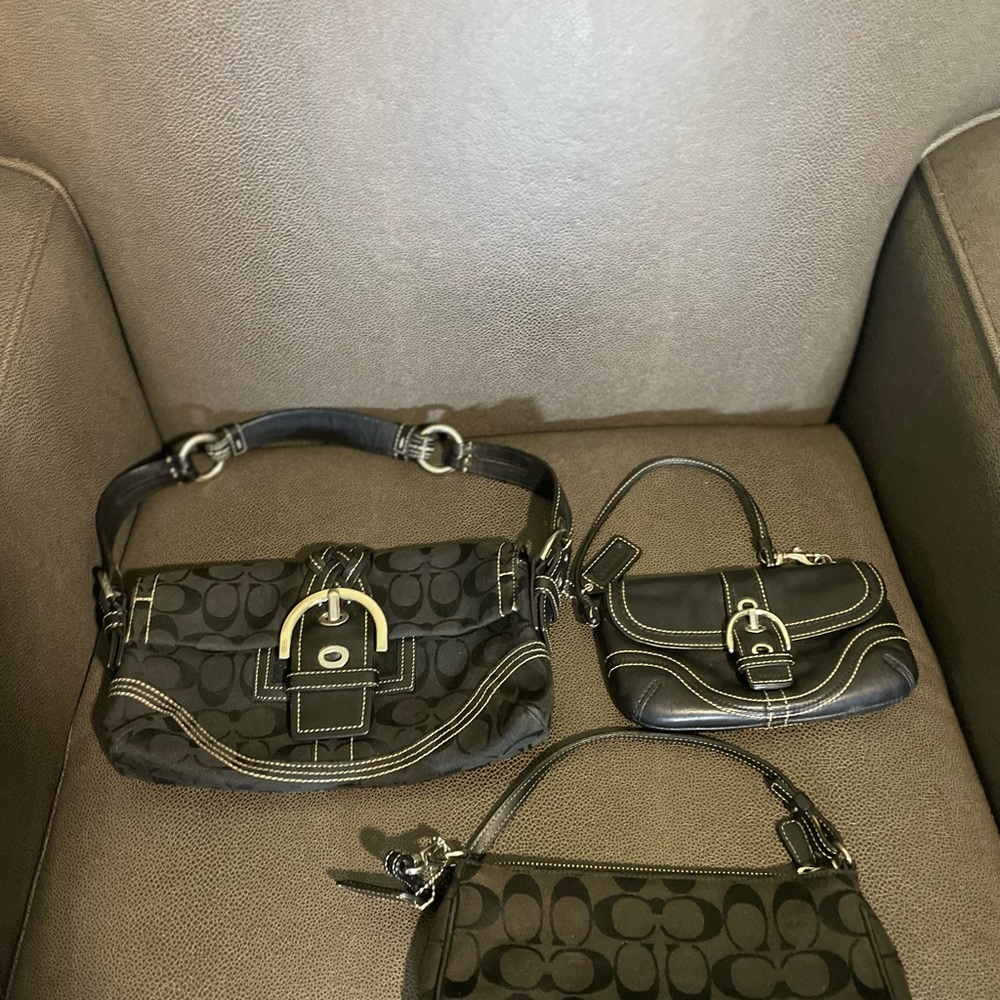 This is a 3 piece Coach lot of black purses All are cute and in great condition